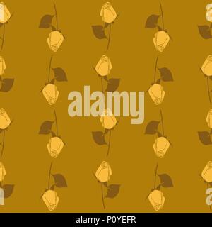 Seamless vector floral roses pattern. Ocher, gold and yellow colors Stock Vector