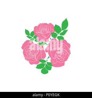 Vector pink roses - pattern for continuous replicate on white background. Stock Vector