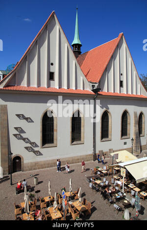 Czech Republic, Prague, Bethlehem Chapel, outdoor restaurant, people, Stock Photo