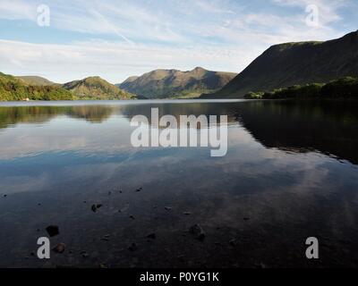 Looking towards The Buttermere Fells from the Northern end of Crummock Water, Lake District National Park, Cumbria, United Kingdom Stock Photo
