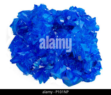 Chalcanthite mineral isolated over white background, lab grown, blue crystal rock Stock Photo
