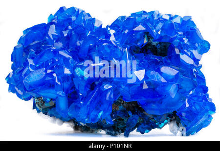 Chalcanthite mineral isolated over white background, lab grown, blue crystal rock Stock Photo