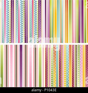 Colorful seamless patterns with fabric texture Stock Vector