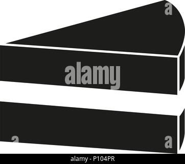 Black and white birthday cake slice silhouette Stock Vector