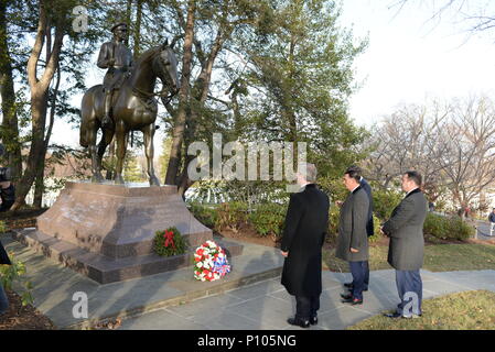 Nigel Farage And Michael Ashcroft Lay A Reef At The Grave Of Sir John Dill .Pictured  At The Arlington National Cemetery.Virginia.USA  Featuring: Nigel Farage And Michael Ashcroft Where: Virginia, Washington DC, United States When: 19 Jan 2017 Credit: Steve Finn/WENN Stock Photo