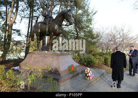 Nigel Farage And Michael Ashcroft Lay A Reef At The Grave Of Sir John Dill .Pictured  At The Arlington National Cemetery.Virginia.USA  Featuring: Nigel Farage And Michael Ashcroft Where: Virginia, Washington DC, United States When: 19 Jan 2017 Credit: Steve Finn/WENN Stock Photo