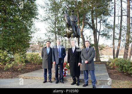 Nigel Farage And Michael Ashcroft Lay A Reef At The Grave Of Sir John Dill .Pictured  At The Arlington National Cemetery.Virginia.USA  Featuring: Nigel Farage And Michael Ashcroft Where: Virginia, Washington DC, United States When: 19 Jan 2017 Credit: Steve Finn/WENN Stock Photo