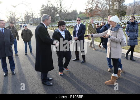 Nigel Farage And Michael Ashcroft Lay A Reef At The Grave Of Sir John Dill .Pictured  At The Arlington National Cemetery.Virginia.USA  Featuring: Nigel Farage And Michael Ashcroft Where: Virginia, Washington DC, United States When: 19 Jan 2017 Credit: Steve Finn/WENN Stock Photo