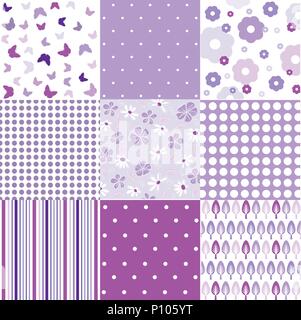 Seamless vintage floral background set Stock Vector
