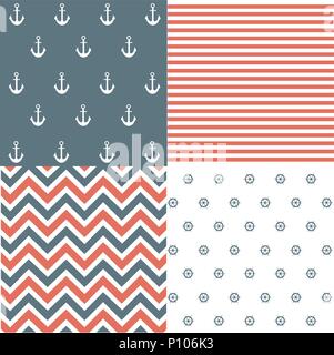 Nautical seamless patterns Stock Vector