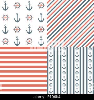 Nautical seamless patterns Stock Vector