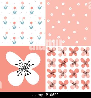 Set of seamless floral pattern Stock Vector