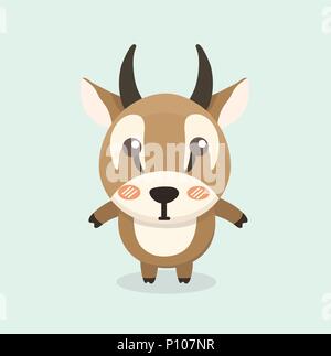 Cute cartoon antelope on pastel background. Stock Vector