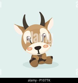 Cute cartoon antelope on pastel background. Stock Vector