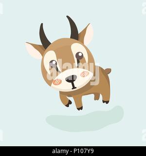 Cute cartoon antelope on pastel background. Stock Vector