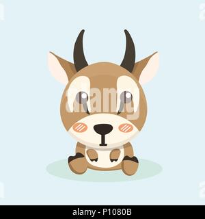 Cute cartoon antelope on pastel background. Stock Vector