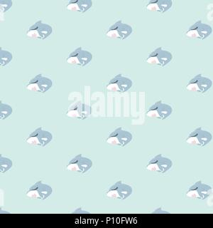 Shark pattern on blue background. Stock Vector