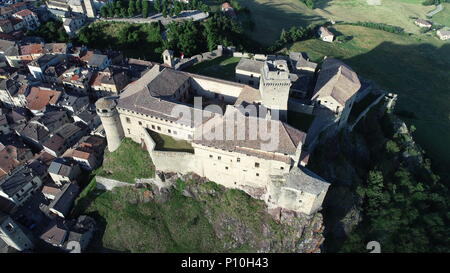 Aerial view of Bardi castle, Parma, Italy Stock Photo