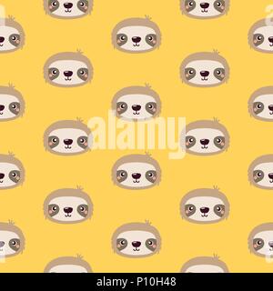 Pattern with cute cartoon sloths. Stock Vector