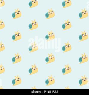 Snail cartoon seamless vector pattern. Stock Vector