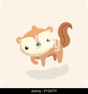 Cute squirrel cartoon on pastel background. Stock Vector