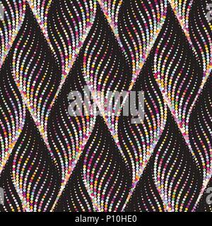 Colorful abstract dotted wave stylish texture. Endless modern halftone background. Vector seamless geometric pattern Stock Vector
