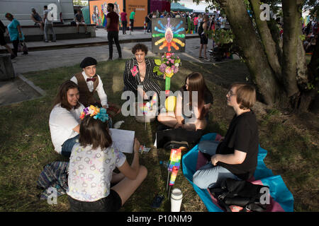 Warsaw, Poland - June 9, 2018: Participants of large Equality Parade - LGBT community pride parade in Warsaw city Stock Photo