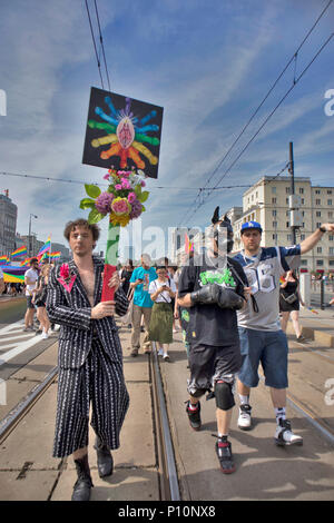 Warsaw, Poland - June 9, 2018: Participants of large Equality Parade - LGBT community pride parade in Warsaw city Stock Photo