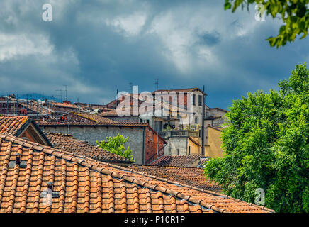 Old Italian town of Lucca. View from fortress wall. Stock Photo