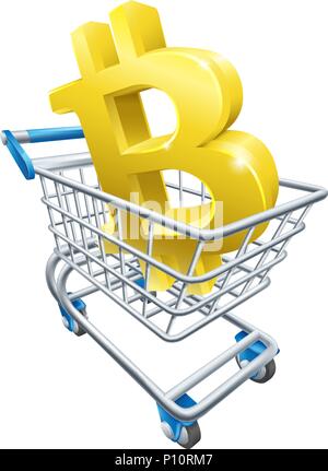 Bitcoin Shopping Cart Concept Stock Vector