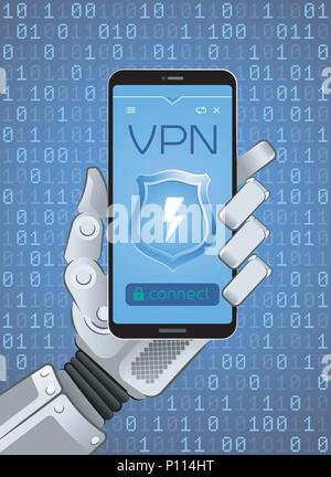 Connecting To VPN Via Mobile Network Stock Vector