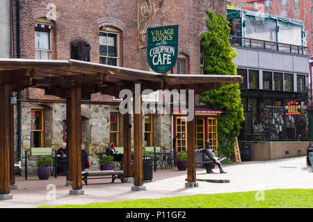 Village Books and the Colophon Cafe, Fairhaven Village Green, Historic Fairhaven District, Bellingham, WA, USA Stock Photo