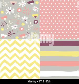Seamless floral background set Stock Vector