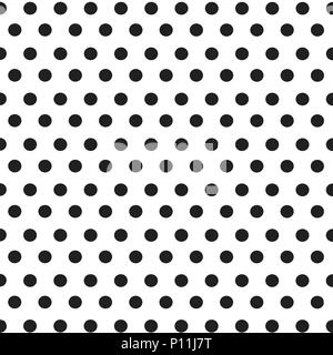 Black polka dots on white background retro seamless vector pattern Stock Vector