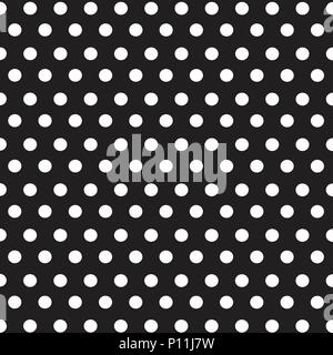 White dots polka on black background seamless pattern Stock Vector