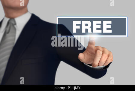 free      with finger pushing concept 3d illustration Stock Photo
