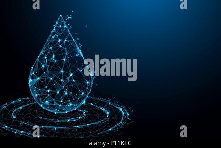 Water drop form lines, triangles and particle style design. Illustration vector Stock Vector