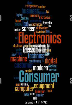 Consumer Electronics, word cloud concept on black background. Stock Photo