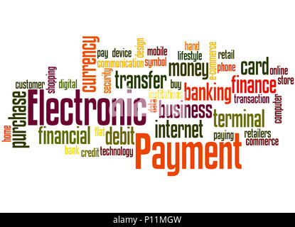 Electronic payment, word cloud concept on white background. Stock Photo