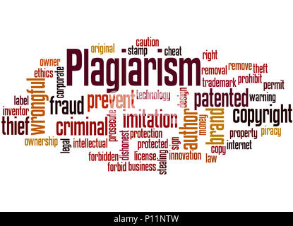 Plagiarism, word cloud concept on white background. Stock Photo