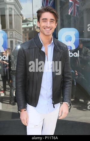 Harry Baron and Sam Thompson from Made in Chelsea seen at Global studios after doing radio interviews  Featuring: Harry Baron Where: London, United Kingdom When: 10 May 2018 Credit: Michael Wright/WENN.com Stock Photo