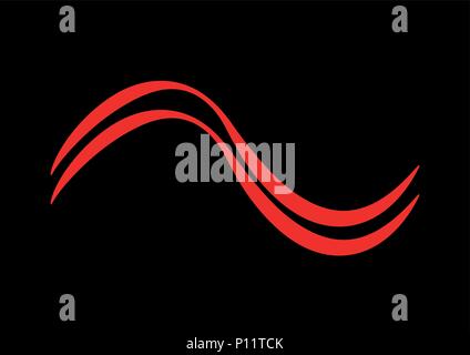 Red waves on black background - vector Stock Vector