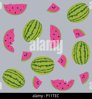 Seamless pattern with elements of watermelons Stock Vector