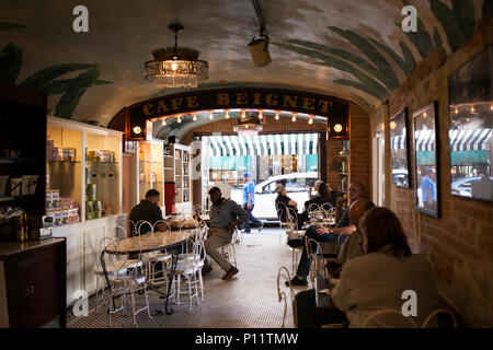 The famous Cafe Beignet on Royal Street in New Orleans, Louisiana. Stock Photo