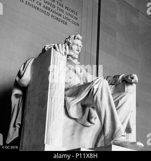Monochrome Lincoln Memorial Monument, National Mall, Washington, D.C. Stock Photo