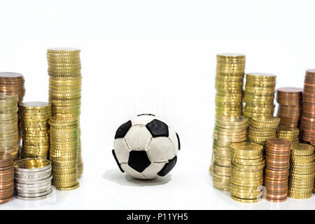 A soccer ball made of gold coins