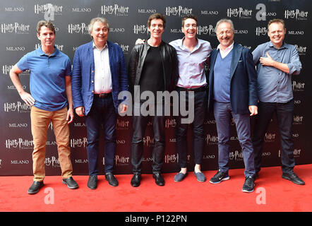 The opening of the Harry Potter Exhibition in Milan  Featuring: James Phelps, Oliver Phelps Where: Milan, Italy When: 10 May 2018 Credit: IPA/WENN.com  **Only available for publication in UK, USA, Germany, Austria, Switzerland** Stock Photo