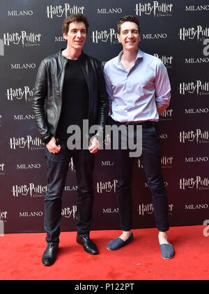 The opening of the Harry Potter Exhibition in Milan  Featuring: James Phelps, Oliver Phelps Where: Milan, Italy When: 10 May 2018 Credit: IPA/WENN.com  **Only available for publication in UK, USA, Germany, Austria, Switzerland** Stock Photo