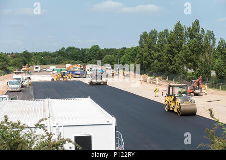 Making compound for roadworks by A14 Stock Photo