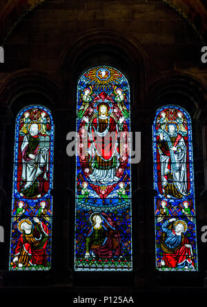 Religious stained glass windows, Mansfield Traquair Centre, formerly Catholic Apostolic Church, Edinburgh, Scotland, UK Stock Photo